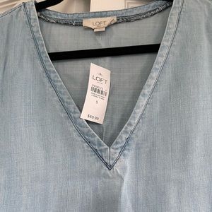 Loft Chambray Dress with Pockets NWT